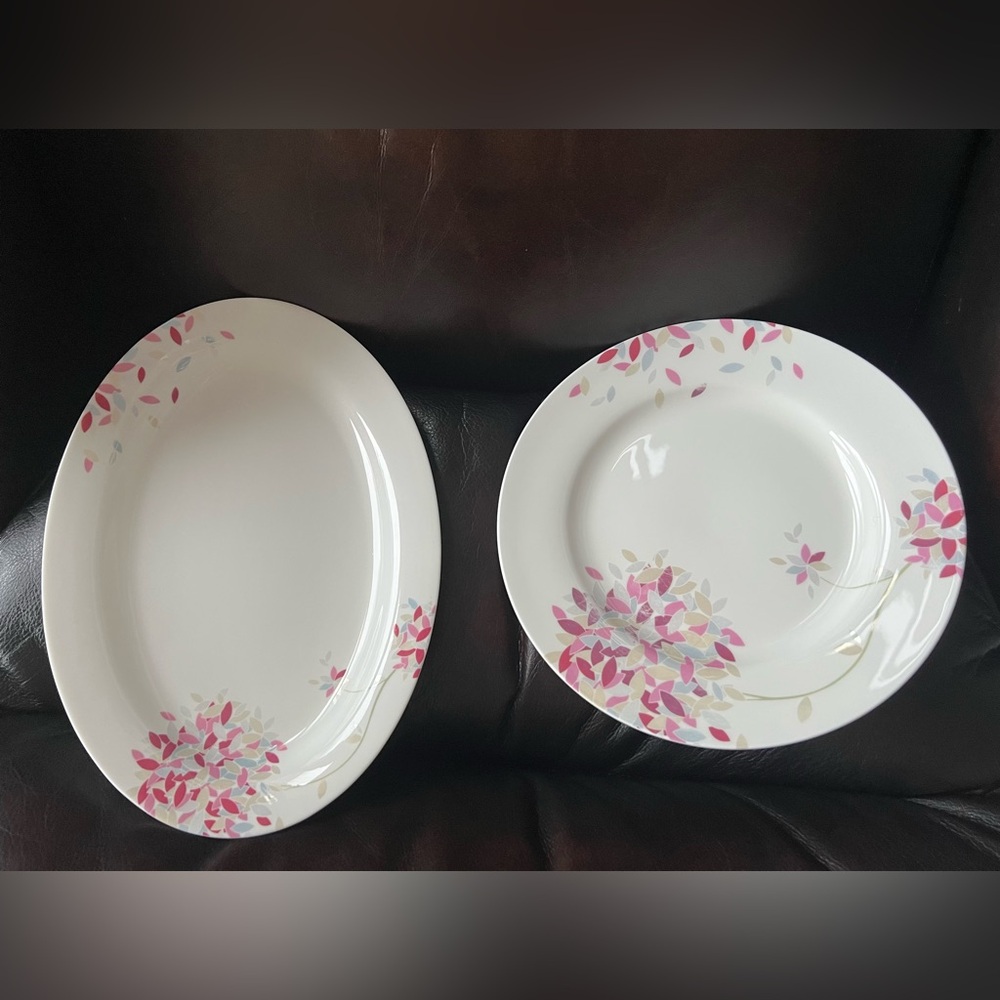 Vintage Pharos Fine Bone China Dinner Plate Set - Pink and Gold Floral